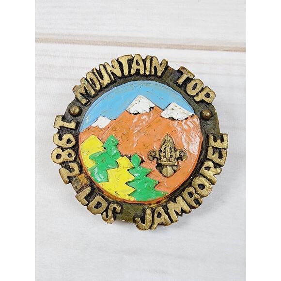 Vintage Boy Scout LDS High On The Mountain Top Patch & Neckerchief Slide 1982 - Picture 4 of 15